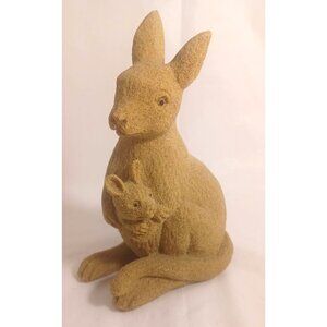 Rare Vintage Kangaroo & Joey Sandstone Figurine Sculpture Handmade in Australia